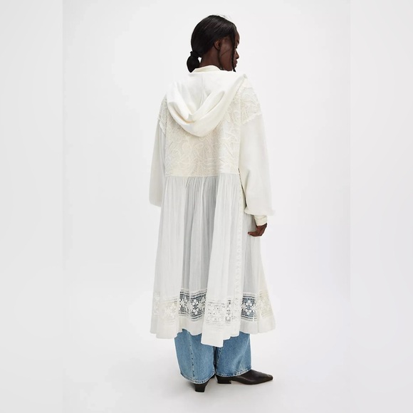 FP White Hooded Button-Up Dress with Lace Details - Picture 2 of 16